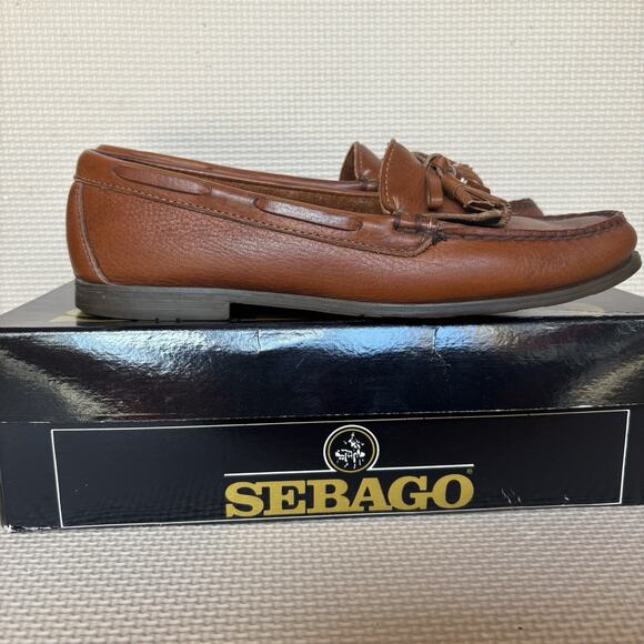 Sebago Womens Tan Tassel Loafers Tan Aldine Size 8N Leather Handmade Ivy League - Picture 1 of 9